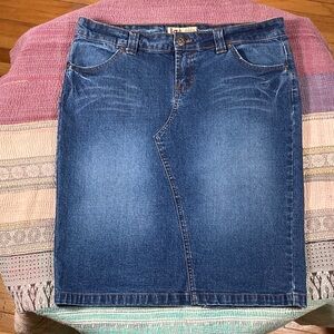 Vintage Y2K Lei Ultra Low Rise Ashley Denim Jean Skirt Sz 11 Bohemian Western